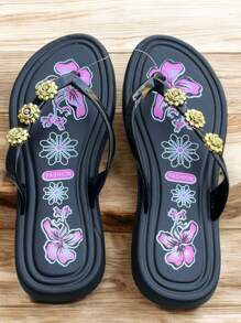 Sandalias pata gallo para mujeres diseño con flores