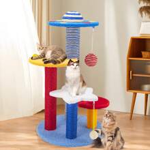 1 pieza Poste rascador multifuncional para gatos, juguetes para gatos, columna rascadora cubierta de sisal, mueble para gatos