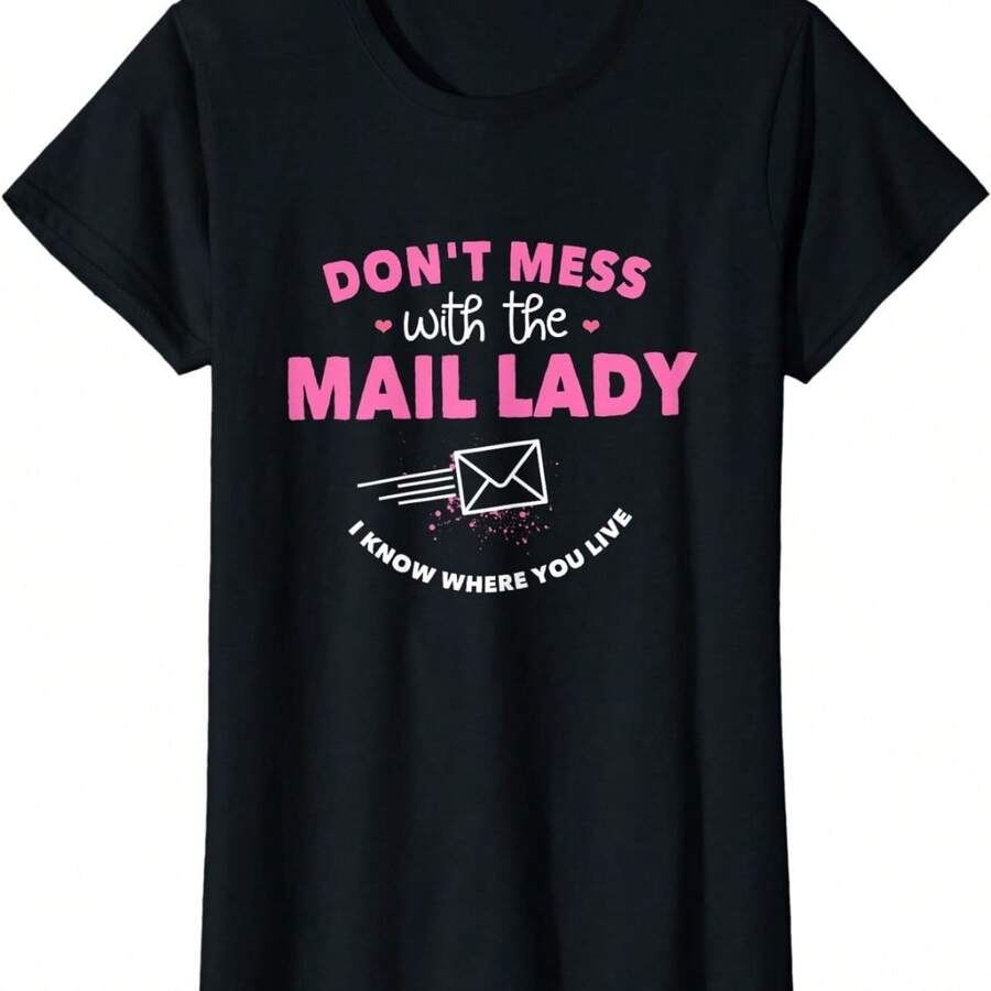 Postal Worker Gifts Funny Mail Carrier Mail Lady Post Office T-Shirt - Black - View 1