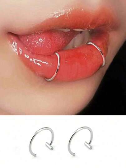 2 peças de anéis labiais sem piercing estilo punk, joias labiais elegantes e personalizadas