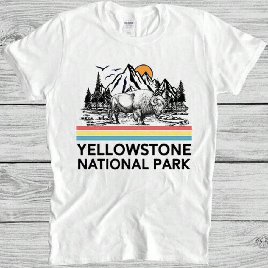 Yellowstone National Park 80s Vintage Cool Gift Tee T Shirt M690 - White - View 1