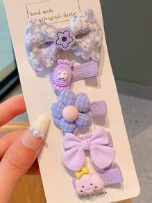 5pcs Kids Princess Bowknot Hair Clips, Cute & Elegant Hair Accessories For Little Girls