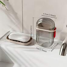 3pcs Travel-Friendly Soap Dish With Lid, PET, Sealed Drain, Ideal For Business Trips & Outdoors