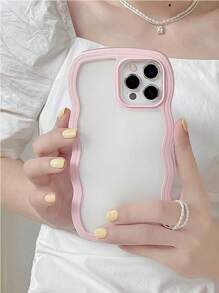 1pc Transparent Soft Shell Dual Layer Wavy Design Phone Case, Compatible With IPhone 11 12 13 14 15 Pro Max 16 Plus