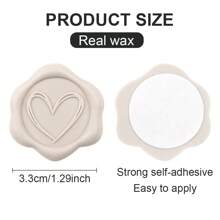 30 PCS Heart Pattern Self-Adhesive Wax Seal Stickers For Gifts Wedding Invitation Envelope Sealing-Beige