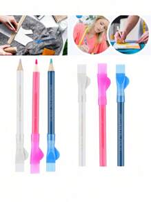 3入組/包縫紉布水溶性鉛筆裁縫標記粉筆刷帽子 DIY 縫紉裁縫工藝工具家用 - 彩色 - 查看 1