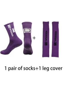 1 Pair Of Professional Anti Slip High Flexibility High-Quality Football Breathable Sports Running Bicycle Hiking Football Socks And 1 Pair Of Comfortable Breathable Leg Covers Sports Set - Multicolor - View 10