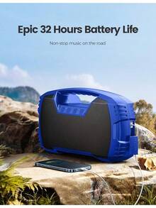Altavoz Bluetooth resistente al agua IPX7, 40W (60W pico) Altavoces inalámbricos portátiles con subwoofer, 32h de tiempo de reproducción, sonido estéreo potente, graves profundos, Bluetooth 5.0 con asa para piscina, playa, exterior, regalos - Azul - Ver 4