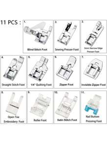 11/16/42 pièces Ensemble de pied presseur pour machine à coudre, Compatible avec Singer, Brother, Janome, Kenmore, Babylock, Elna, Toyota, New Home et plus