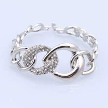 1 Set Luxury Minimalist Crystal Geometric Pattern Necklace Bracelet Earrings Ring Jewelry Set, Suitable For Women's Wedding, Prom, Party, Banquet Wear, Ideal For Holiday And Birthday Gifts