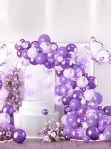 111pcs Butterfly Decorative Balloon Arch Kit, Pink Color Perfect Decoration Wedding Birthday Holiday Event Party Room Wall Background Decor, Back To School Valentine Day