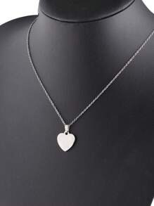 定制情侣最佳朋友个性化时尚项链镜面不锈钢心形激光吊坠 - 彩色 - 查看 5