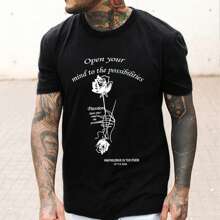 Men's T-Shirt, Classic Graphic T-Shirt, Soft And Comfortable T-Shirts For Men, Script Logo, 180g, 100% Cotton