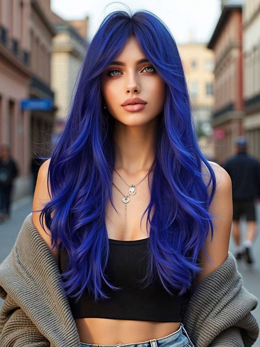 HAIRCUBE 万圣节女士 Atmos 卷发合成假发 - 藍色 - 查看 1