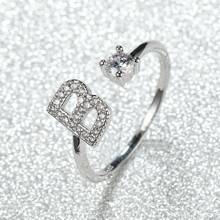 1pc Elegant 26 Letter Adjustable Open Ring, Suitable For Women, Memorial Ring, Basic Ring, Gift For Mother's Day And Christmas
