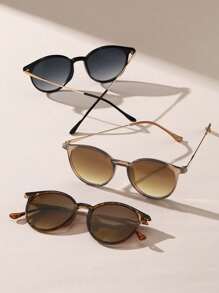 3pcs Multicolor Plastic Round Classic UV Protection Women Sunglasses For Summer Daily Life Street-Photography Tropical Beach Vacay Going Out Outfit Fashionable Shade Elegant Outfit Family Outings Travel Vacation Holiday For Summer Beach Vacation,Outdoor,Travel