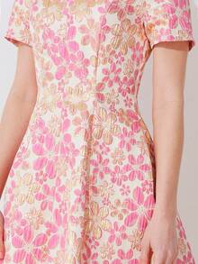 女士精致刺绣复古风格提花派对礼服、婚礼宾客礼服、舞会礼服