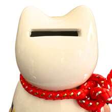 Small Lucky Cat Coin Bank - Feng Shui Maneki Neko Ceramic Piggy Bank For Good Luck & Prosperity, Feng Shui Ornament Money Fortune Cat Gift Decorations For Home, Office, Store - 4.75" Height - Fan 4 - View 7
