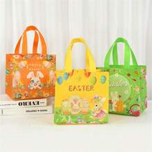 Easter Rabbit Non-Woven Bags Cartoon Bunny Egg Cookie Candy Gift Packaging Bags Shopping Bag Spring Easter Party Decoration Birthday Party Supplies