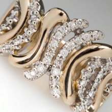 优雅的 18K 镀金铜女士戒指，镶嵌 3 排闪亮方晶锆石 - 精致的几何设计，非常适合婚礼、订婚、周年纪念和生日 | 奢华时尚珠宝 - 金色 - 查看 2