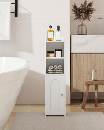 Hzuaneri Bathroom Storage Cabinet, Corner Floor Cabinet With Doors And Adjustable Shelf, Narrow Toilet Paper Cabinet, Bathroom Organizer For Small Spaces, White Bathroom Accessories