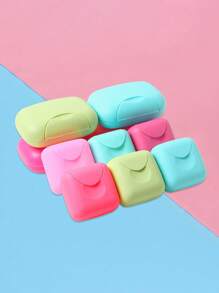 صندوق صابون محمول للسفر - مقاوم للماء، قابل للقفل، وحامل صابون مدمج مع غطاء - صحن صابون بلاستيكي أحادي اللون للحمام والضروريات السفرية، ديكور المنزل والحمام، ديكور الخريف، عودة إلى المدرسة