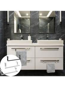 1pc Stainless Steel Modern Towel Bar - Easy Installation, No-Drill, Rust-Proof, Single Bar, For Bathroom Cabinets - Wall-Mounted Towel Rack Accessory