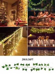 20 Led Battery Powered String Lights, 2m Copper Wire Fairy Lights With Stars & Ivy Leaf Garland, Hanging Vine Lights For Home Bedroom, Christmas, Parties, New Year, Wedding Decorations Garden Lights Garden Decor Room Decor Gifts Birthday Graduation