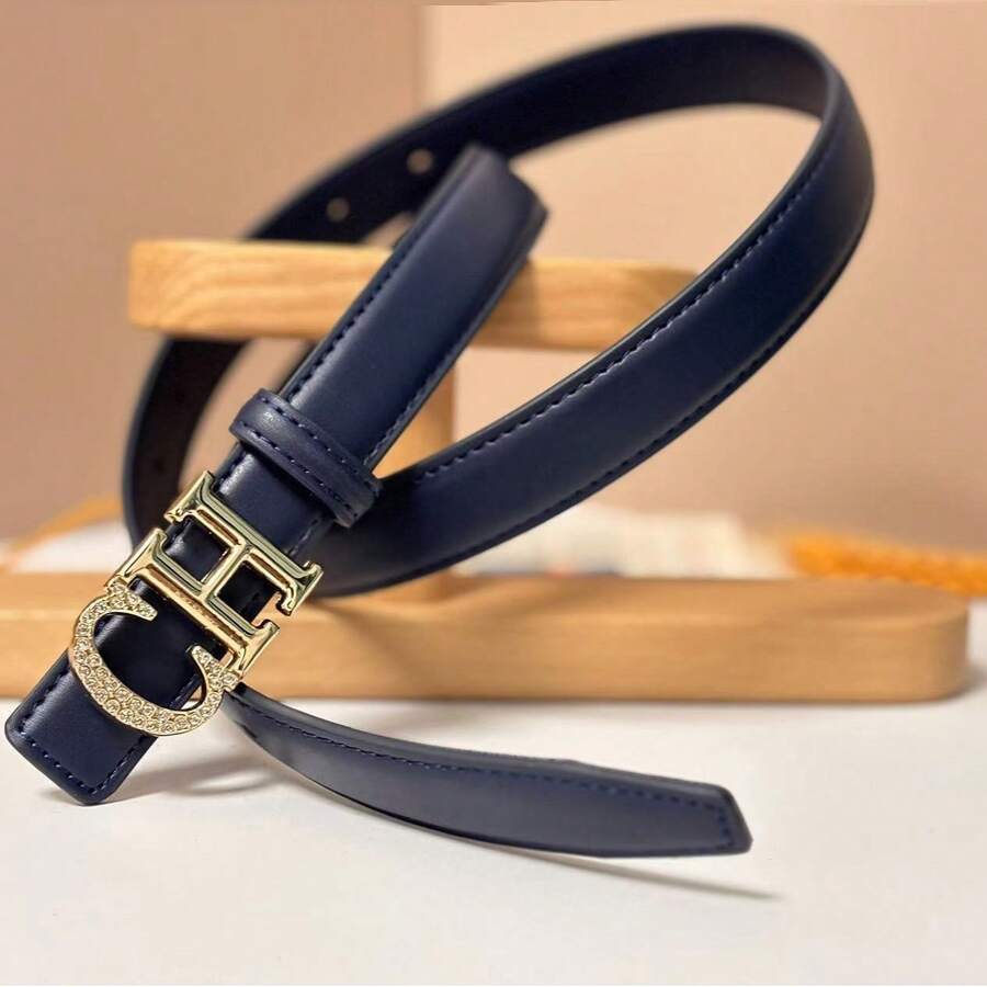 女士腰带，金色 CH 扣 - 适合牛仔裤、连衣裙、休闲装和街头服饰，多功能配饰 | 适合日常通勤、派对、婚礼等夏季、学校秋季、秋季、万圣节 - 彩色 - 查看 1