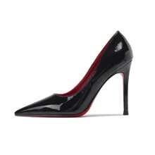 Tacchi alti neri con fondo rosso da donna, raffinati con sexy notte 2025 primavera e autunno nuovo letto in vernice pura lussuria vento scarpe singole