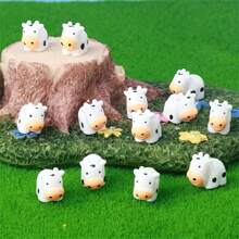 6/12 件可爱迷你树脂牛雕像 - 非常适合仙女花园、家庭和卧室装饰、室内/室外使用 - 圖片色 - 查看 1