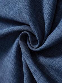 女士休闲纯色宽下摆 A 字裙，日常休闲装 - 藍色 - 查看 5