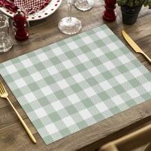 4pcs/Set Black & White Checkered Striped Placemats, Minimalist Brown, Blue, Purple, Pink, Green, Red Checkerboard Table Mats, Morandi Colors Linen Dining Placemats, For Kitchen, Home, Party, Tabletop Decor, 12x16.5 Inch - Multicolor - View 16
