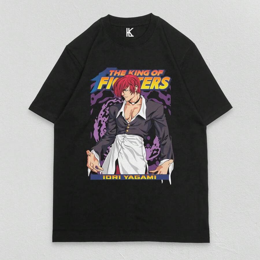 Iori Yagami King Of Fighters Gaming Shirt, KOF Video Gaming Uni T-Shirt - 黑色 - 查看 1