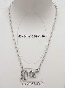 1pc Unisex Stainless Steel Openable Locket Lock Geometric Hollow Metal Pendant Necklace, Fashionable & Suitable For Daily Wear