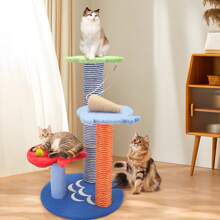 1 pieza Poste rascador multifuncional para gatos, juguetes para gatos, columna rascadora cubierta de sisal, mueble para gatos