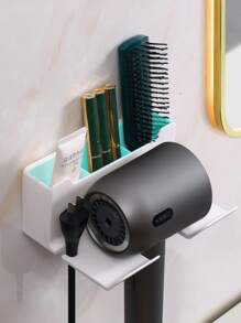 1 件 16.5*12.5 英寸壁挂式免提吹风机支架，ABS 材质，浴室吹风机支架，适合吹风机，无需钻孔浴室装饰秋季装饰，返校 - 彩色 - 查看 9