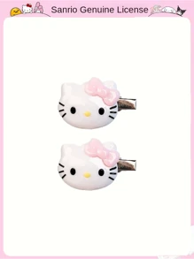 Sanrio 2 stuks Hello Kitty officiële authentieke haarspeldjes – schattige cartoon haaraccessoires, perfect cadeau voor familie, vrienden en klasgenoten