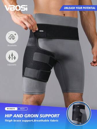 VBOSI 1 Piece Men Women Right Leg Adjustable Breathable Sports Fitness Squat Thigh Protector Belt, Waist Leg Groin Hip Wrap Support For Workout, Running, Weight Lifting Gym Gym Accessories