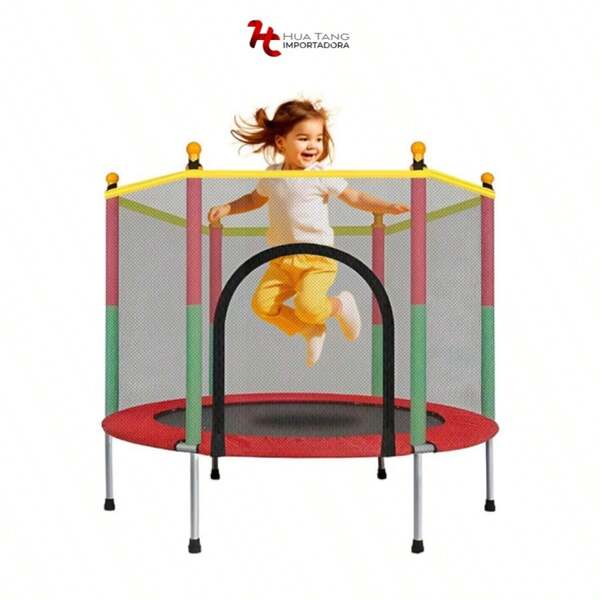 HuaTang Trampolín Brincolin para Niños, Niñas, Red Seguridad, Resortes Reforzados, Barras Acolchadas, Trampolín Infantil Seguro y Resistente para Uso Interiores y Exteriores, 1.40 Metros