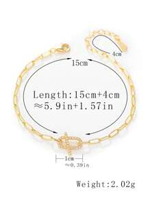 1pc S925 Sterling Silver Geometric Circular Chain & Zirconia Bracelet, Minimalist Design Chic Jewelry For Women - Yellow Gold - View 4