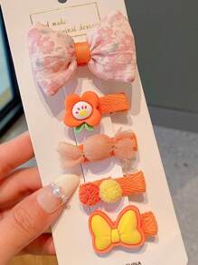 5pcs Kids Princess Bowknot Hair Clips, Cute & Elegant Hair Accessories For Little Girls