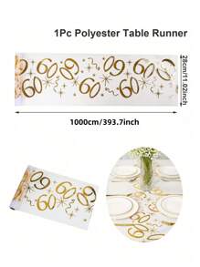 1pc,18/30/40/50/60/70 Years Old Polyester Table Runner,275*28cm,Hot Stamping Mesh Design Table Runner,18th Birthday Party Table Decor,40th 50th 60th Anniversary Retirement Party Supplies,Birthday Party Table Cover