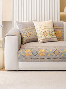 1 件波西米亚风格沙发套，多色设计沙发垫适合所有季节，保护沙发免受猫抓伤，宠物友好型沙发垫，适合 1/2/3/4 座沙发 - 淺灰色 - 查看 4