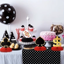 8-teiliges Dekorationsset mit Kasino-Geburtstagsmotiv, Poker-Thema Wabenzentrums-Tischdekorationen, Spielkarten Dekoschild für Kasino Poker Thema Geburtstagsparty Zubehör, 8 Designs