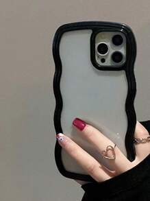 1pc Transparent Soft Shell Dual Layer Wavy Design Phone Case, Compatible With IPhone 11 12 13 14 15 Pro Max 16 Plus