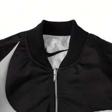 Nike Men's Comfortable Stand-Up Collar Double-Sided Wear Bomber Jacket Baseball Jacket Cotton Coat - Black and White - View 8