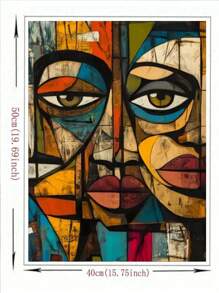 1 Stück DIY 5D Voll-Bohrung Rund-Diamant Malerei Set, modernes abstraktes Kunst Motiv einer afrikanischen Frau, Acryl PMMA Strass Stickerei Kreuzstich Kunsthandwerk für Wanddekoration