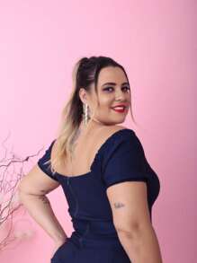 PLUS SIZE BEGALINE CROPPED BLOUSE PLUS SIZE 46 To 52 - Navy Blue - View 3