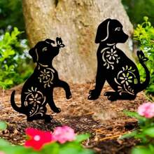 1 Pc Creative Metal Cute Dog Design Garden Stake, Home & Life Decor, Outdoor And Garden Supplies, Yard And Garden Decoration, Suitable For Outdoor Activities, Family Events, Birthdays, Weddings, Parties, And More. Various Styles Available.